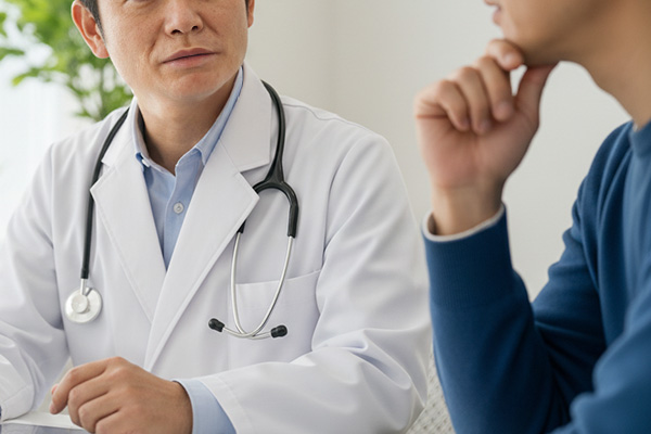 医師と男性の診察風景